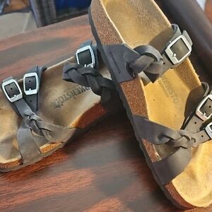 Birkenstock Black Sandals with Silver Buckles